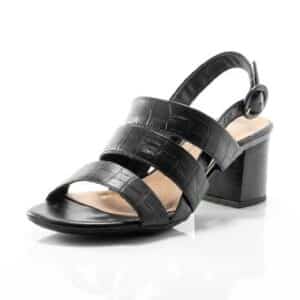 Sandália Couro Croco Preto