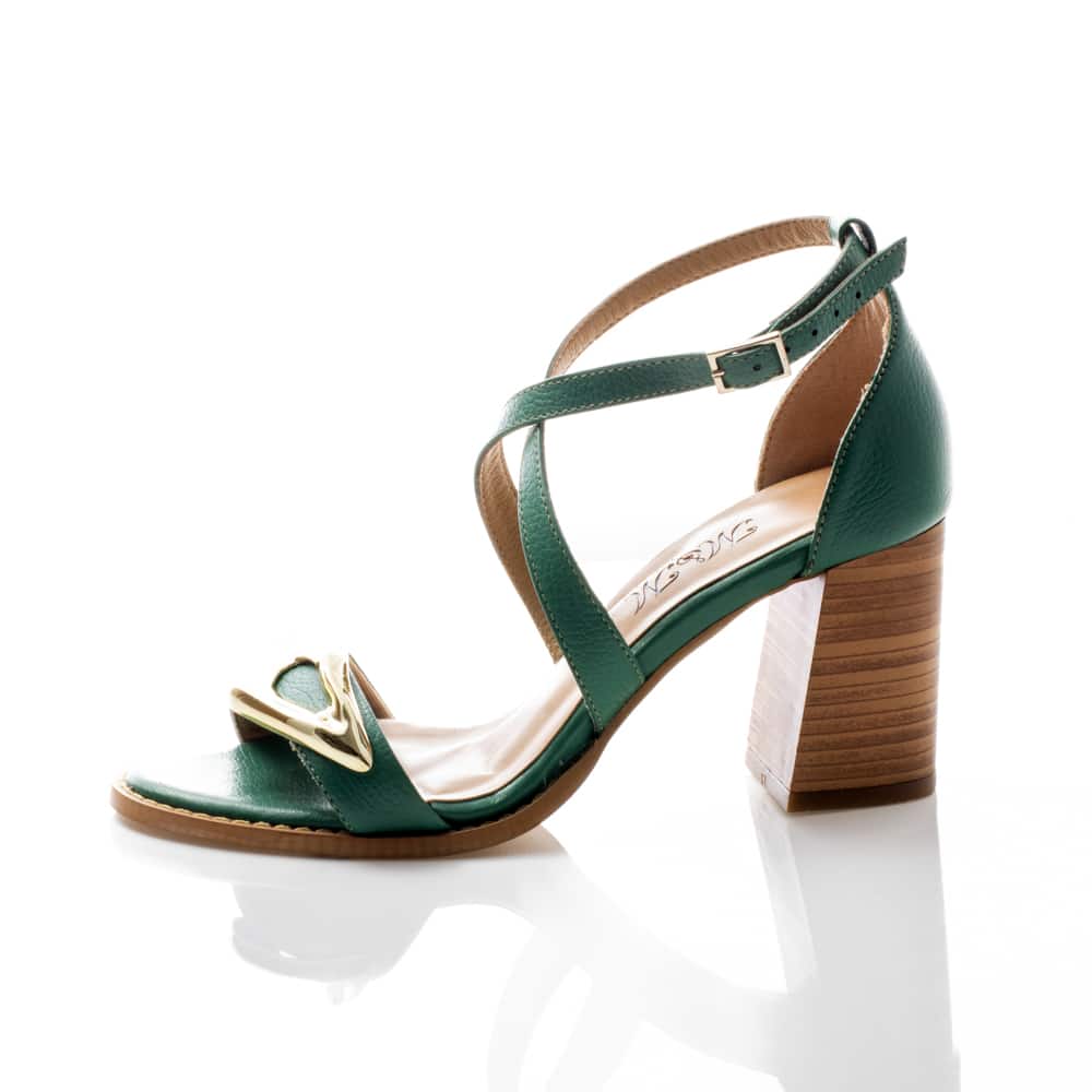 Sandália Couro Verde Folha
