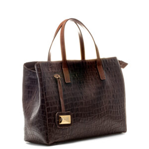 Bolsa Couro Croco Marrom