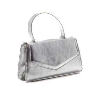 Bolsa Couro Metalizado Prata