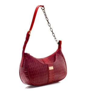 Bolsa Couro Croco Vermelho